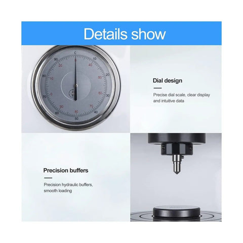 Close-up of Heavy Duty Rockwell Hardness Tester HR 150A dial design showing precise reading scale and hydraulic buffers for smooth loading.