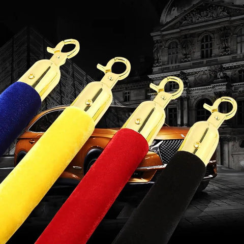 Premium Velvet Queue Rope With Solid Gold Hooks For Dead Simple Crowd Control And Smooth Line Sorting At Hotels Banks And VIP Areas Crafted With A Chunky Foam Core Inside