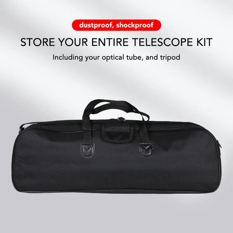 Multipurpose Telescope Bag With Shock Absorption And Non Slip Closure Heavy Duty Large Capacity Storage Case displayed on backdrop