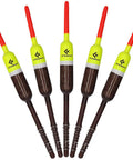 High Visibility Balsa Fishing Floats Assortment Spring Bobbers One Half Inch Pencil Style Five Pack For Crappie Panfish Walleyes