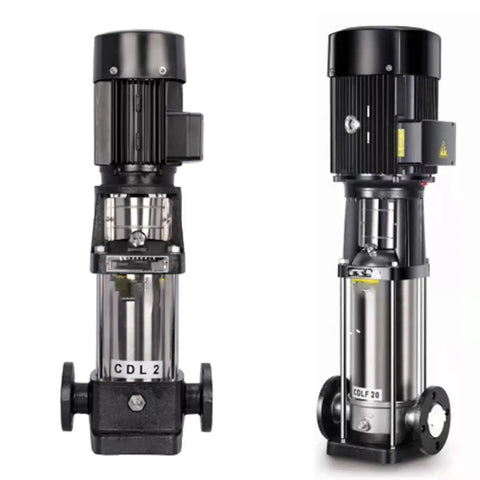 Stainless Steel Vertical Multistage Water Pump With 4kW Motor For Boiler And Industrial Use Delivers 8 M3h At 111 M Head High Pressure Pump For Homes Workshops And Commercial Systems Ideal For Hydronic Heating And Pressurized Water Supply, front view