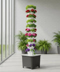 Hydroponic Growing System Kit With Aeroponic Tower 50 Hole Vertical Garden For Vegetables Herbs And Flowers Includes Pump And Mobile Water Tank No Fuss Setup Space Saving All In One Indoor Farm in modern indoor setting