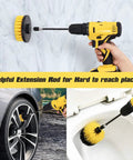 Heavy Duty Drill Brush Attachment Set With Four Shapes And Dual Bristles, All Purpose Scrubbers For Bathroom Kitchen Grout Tub Shower Tile Corners And Car Detailing, Extended Attachment For Deep Cleaning