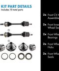 Front Drivetrain Kit With Two CV Axle Shafts Inner Seals Wheel Bearings Hubs And Seals For 2001 2007 Toyota Sequoia And 2000 2006 Tundra Beefed Up OEM Grade Replacement Assembly, showing all components including axles, bearings, and seals.