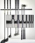 Golf Club Wall Mount Rack For Garage And Golf Room, Organizes 17 Clubs On 36 Inch Aluminum Display, Soft Contact Holders Protect
