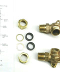 Sight Glass Water Gauge Valve Set for 5/8 Inch Diameter Steamaster Boilers Brass with Aluminum Wheels, diagram included