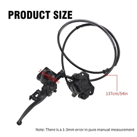 Rear Hand Hydraulic Disc Brake Caliper Assembly with Pads for Chinese ATV Quad Replacement 50cc-125cc shown with 54-inch hose
