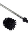 Heavy Duty Stainless Steel Toilet Bowl Brush And Plunger Set With Freestanding Bathroom Canister Killer 2 In 1 Space Saving Cleaner Setup That Works Legit And Keeps Your Restroom Clean No Cap - stainless steel handle and black nylon bristle brush head.