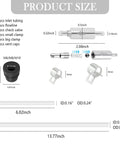 Diagrams and measurements of 2 Set Brake Bleeder Kit for Cars and Motorcycles, Universal Brake Fluid Bleeder Tool components.
