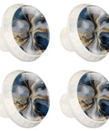 Set Of Four Blue And White Marble Texture Round Cabinet Knobs One Point Three Seven Inch Drawer Pulls For Kitchen Cabinets Dressers Closets Gotta Love This Fresh Vibe Clean Look No Fuss Install Total Home Glow Up.