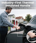Nacs To Ccs1 Adapter With Secure Interlock For Tesla Superchargers, man using ergonomic insulated handle while charging EV.