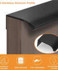 Four Pack Modern Edge Pull Drawer Handles For Furniture And Cabinets 80mm Black Hidden Kitchen Knob Set on a drawer edge