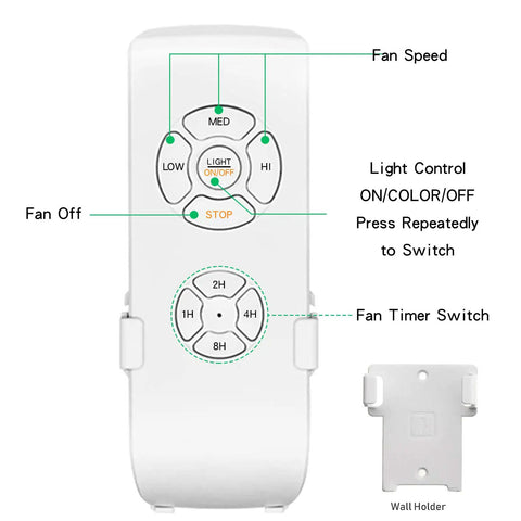 Remote control for 52 Inch Ceiling Fan With Lights Dope Modern Brushed Nickel Indoor Fan Remote Control 5 Reversible Blades
