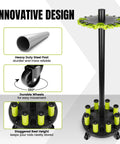 Rolling Fishing Rod Holder Rack For Garage Holds Up To 20 Rods And Reels Space Saving Gear Organizer with heavy duty post and wheels