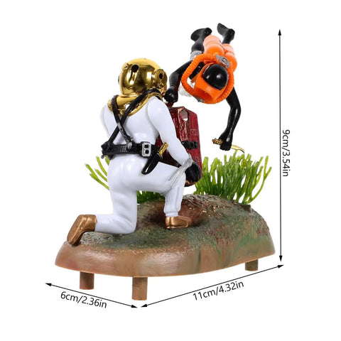 Floating Diver Treasure Chest Aquarium Ornament For Fish Tanks With A Totally Unique Underwater Scene And Design A Cool Marine Decor Accessory Featuring A Diver And Hidden Treasure To Create Realistic Tank Landscape