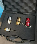 Heavy Duty Electric Wire Stripper That Clamps Right Onto Your Standard Hand Drill, tool assortment in foam case.
