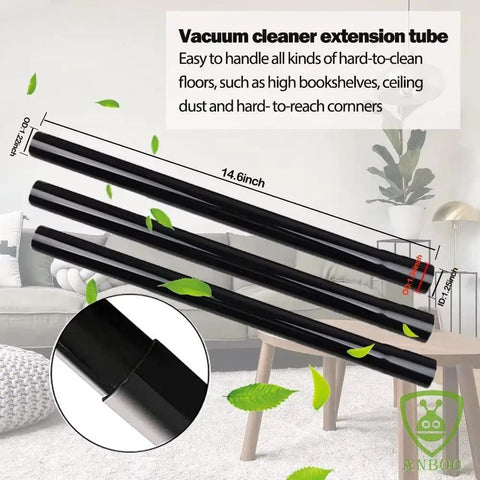 Vacuum cleaner extension tube, 14.6 inches long, part of 10-Piece Vacuum Attachment Kit For One And One Quarter Inch And One And Three Eighth Inch Vacuums With Adapter Includes Crevice Tool Upholstery Tool Round Brush Horsehair Brush Utility Nozzle Combo Tool Flexible Tubes And Extensions.