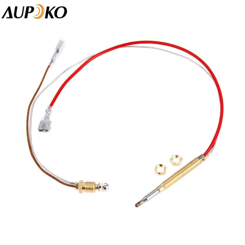 Aupoko patio heater thermocouple replacement with brass M8x1 threaded end, red insulated lead and small nuts (front view)