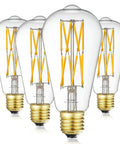 Pack of 4 Old School Edison Style LED Bulb 10W Dimmable, 100W Equivalent, Clear Glass with E26 Base, Warm White 2700K