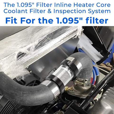 1-1/2 Inch Universal Inline Heater Core Coolant Filter And Inspection System With Stainless Steel Mesh Filter installed