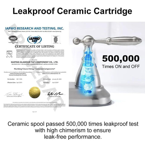 Brushed Nickel Two Handle Centerset Bathroom Faucet For 4 Inch Sinks with leakproof ceramic cartridge certification