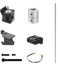 Dual Z Axis Upgrade Kit For LK5 Pro 3D Printer With Lead Screws, Metal Power Holder, Stepper Motor, wiring, and accessories.