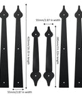 Six Piece Garage Door Handle Hinges Set With Heavy Duty Steel Base Decorative Barn Hardware Kit dimensions shown