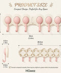 Super Slick Punch Free Wall Hook Rack With 180 Degree Swivel Design And Six Sturdy Hooks, size dimensions illustration.