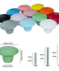 12Pk Straight Up Stunning Premium Ceramic Mushroom Drawer Knobs in assorted retro colors with installation screws