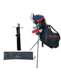 Cart Bag To Stand Conversion Kit With Lightweight 8oz Aluminum Attachment, Anti Slip Bag Grip, And Steel Rope Cord in use