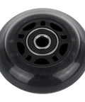 64mm Inline Skate Wheels 82A With ABEC 9 Beefy Bearings 4 Pack for Rollerblade and More, close-up view of a single black wheel.