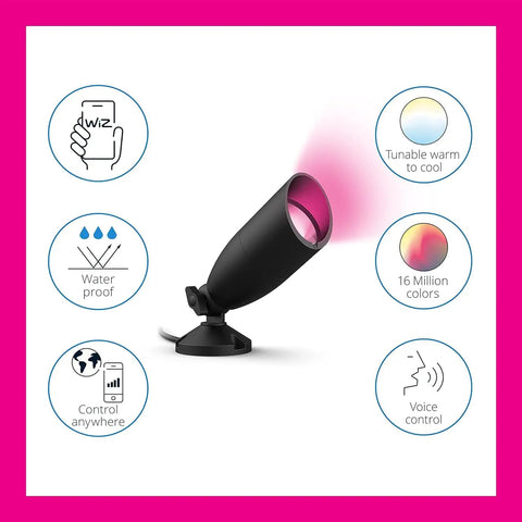 Color Changing Outdoor Spotlight Extension Kit with Weatherproof Plug And Play Setup Low Voltage Lighting 16 Million Colors