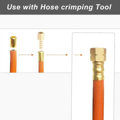 Hose Ferrules Brass Fittings Pro Grade 0.625 Inch ID By 1 Inch Long For Air And Acetylene Hoses 25 Pack with crimp tool usage