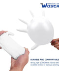 Hands holding and stretching Medium Nitrile Disposable Gloves 4 Mil Powder Free Latex Free Exam Gloves 100 Count for durability test