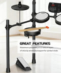 Electronic Drum Set For Adults And Beginners With 5 Mesh Pads, 3 Cymbals, Stool, Headphones, Sticks And Full Accessories