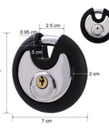 Outdoor Stainless Steel Disc Padlock With Waterproof Shield And Rubber Bumper For Sheds Gates And Fences Heavy Duty Keyed Padlock