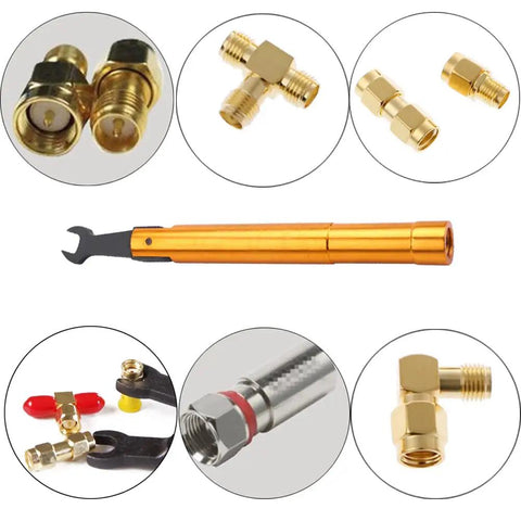 1Nm Torque Wrench For SMA 8mm RF Connector Coax Adapter And Microwave Measurements, various views of adapters