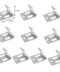 Heavy Duty Five Hole Sofa Spring Clips To Rescue Saggy Seats Straight Up Carbon Steel fasteners in silver, 10 clips shown from above.