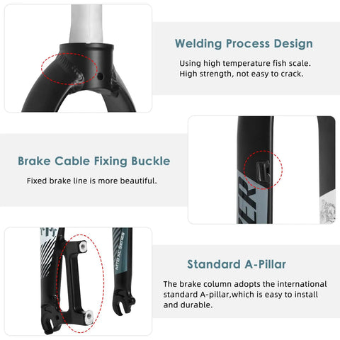 Beefy Rigid Mountain Bike Front Fork For 26 And 27.5 Inch Wheels Aluminum Alloy One And One Eighth Inch Threadless Straight Steerer details