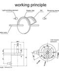 Solid Shaft Encoder 30kHz 1000B 1024B DC 5 to 24V for Motion Control High Precision Rotary Encoder With Flexible Coupling Durable Versatile for Office Automation Engineering Projects and Automated Systems 1024Z Rock Solid Performance. Technical diagram of 6mm solid shaft encoder dimensions and working principle