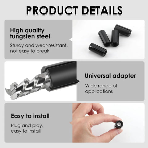 Hella Solid Four Pack Black Router Collet Reduction Sleeves, 1/2 To 1/4 Inch Chuck Converters Crafted From Tough Carbon Steel, installation overview.