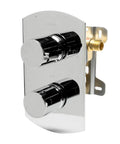 HomeStock Modern Single Panel Shower System with Hot Cold On Off Functions, Polished Finish, control panel with two knobs.