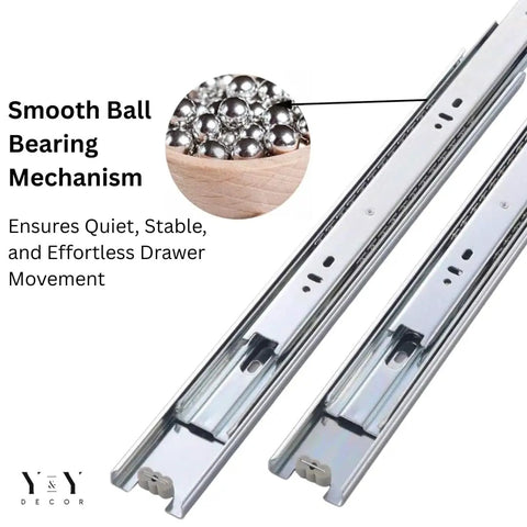 Pack Of 10 24 Inch Ball Bearing Full Extension Drawer Slides Zinc 100 Lb Capacity Quiet Smooth Glide Heavy Duty Rails For Kitchen Cabinets And Dressers close-up