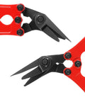 Heavy Duty Strapping Cutter For Steel And Polyester Crafted From High Carbon Steel showing red handles and sharp blades.