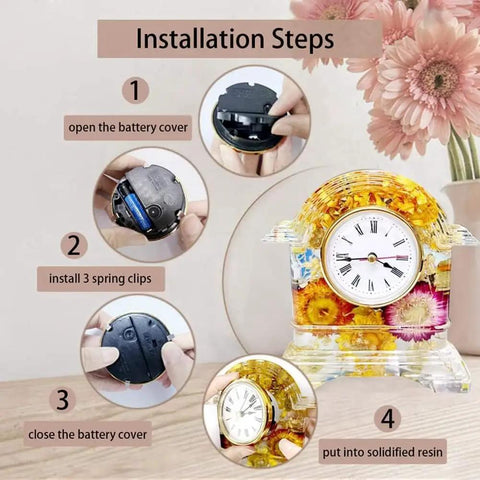 4 Piece Clock Parts Kit for Resin Mold and Epoxy Casting Great for DIY Clock Making and Resin Crafts Workshop installation steps