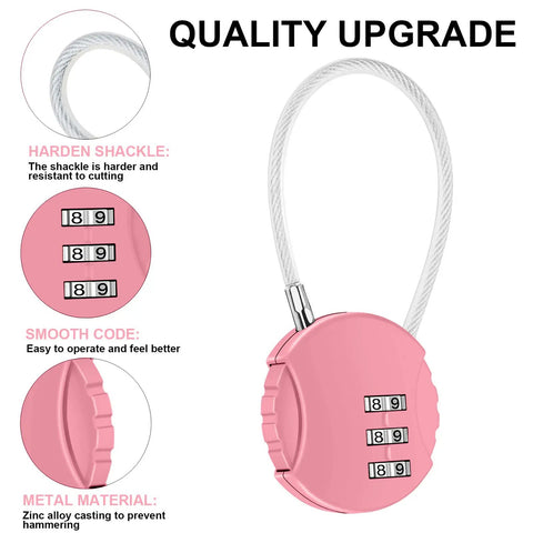 Pink two pack 3 digit combination padlock outdoor waterproof lock for school gym lockers luggage toolbox fence gate storage
