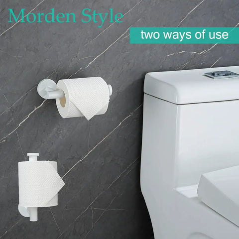 White Toilet Paper Holder For Bathroom Wall Mounted 304 Stainless Steel Durable Rustproof No Fade Finish Easy Fuss Install Modern Look