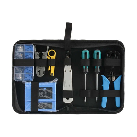 Cat5 Network Cable Crimping Pliers For Home Installation kit with all-in-one network tool, cutter, punch-down tools, chrome vanadium steel build