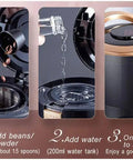 Automatic Coffee Maker With Built-In Bean Grinder For Home Use, Drip Coffee Machine steps: add beans, add water, one-touch start