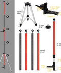 Telescoping Laser Level Pole With Tripod And Spring Loaded Base For Rotary And Line Lasers, Pro Grade, Extends Up To Twelve Feet